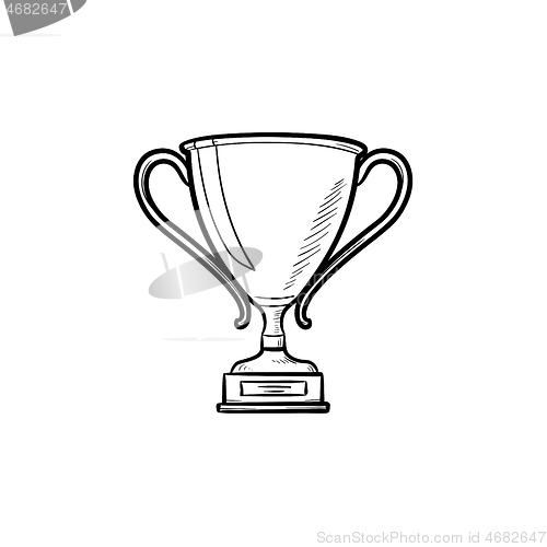 Image of Trophy cup hand drawn outline doodle icon.