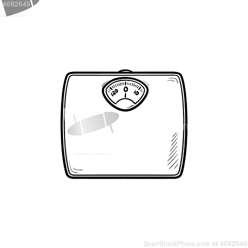 Image of Weight scale hand drawn outline doodle icon.