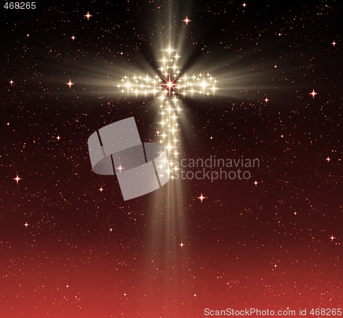 Image of christian cross in stars