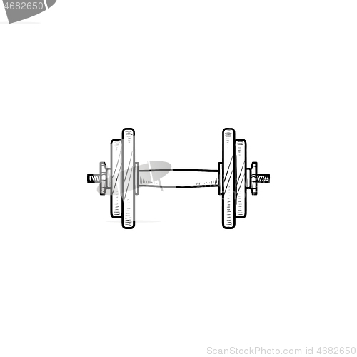 Image of Dumbbell for gym hand drawn outline doodle icon.