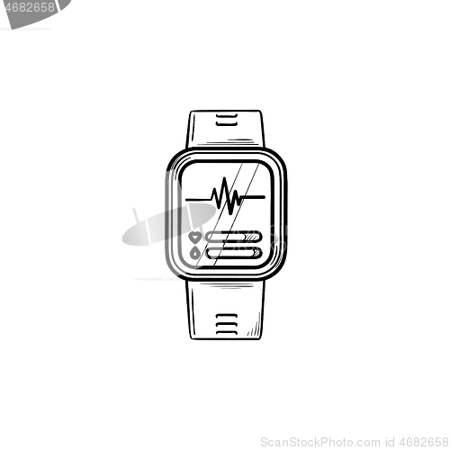 Image of Smartwatch hand drawn outline doodle icon.