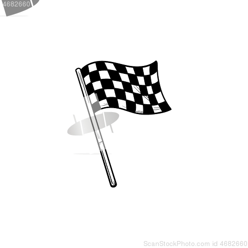 Image of Racing checkered flag hand drawn outline doodle icon.