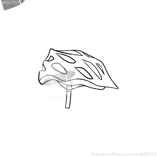 Image of Bicycle helmet hand drawn outline doodle icon.