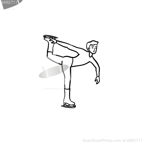 Image of Figure skater hand drawn outline doodle icon.