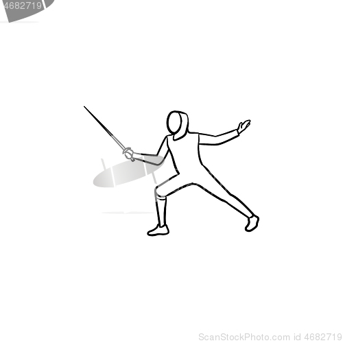 Image of Fencing hand drawn outline doodle icon.