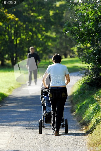 Image of Woman with pram