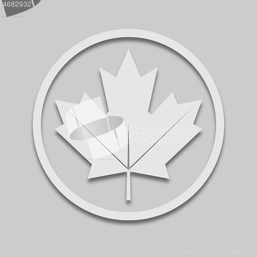 Image of maple leaf in a circle in light tone