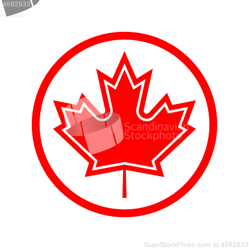 Image of maple leaf in a red circle
