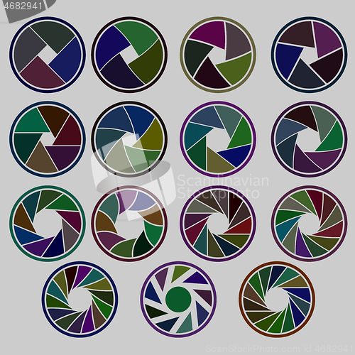 Image of camera diaphragm collection in different colors