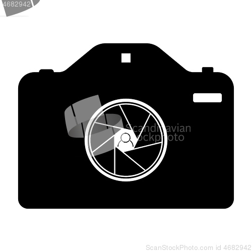 Image of camera in black tone with a diagram