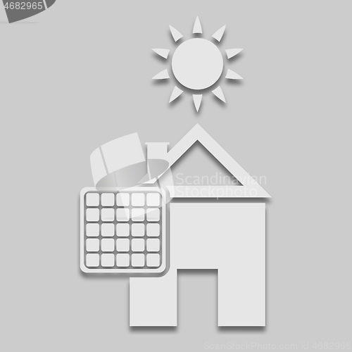 Image of solar cell house and sun