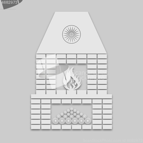 Image of fireplace with fire and firewood in a light style