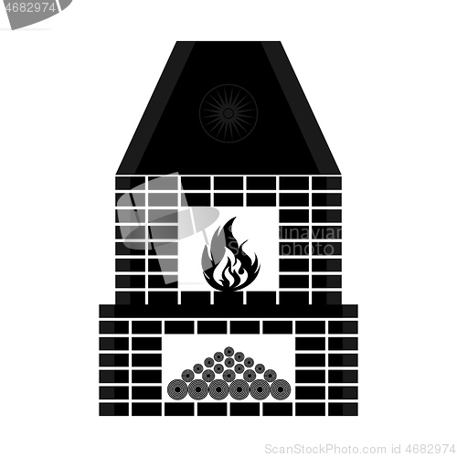 Image of fireplace with fire and wood