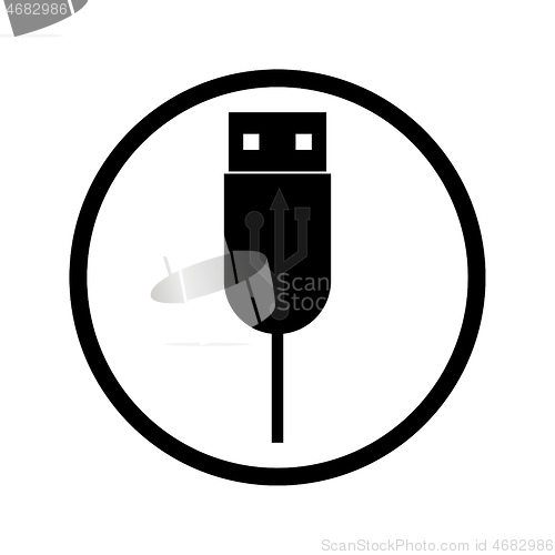 Image of black yusb port connector in a circle