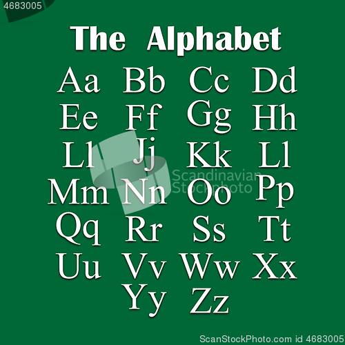 Image of english alphabet in white tone