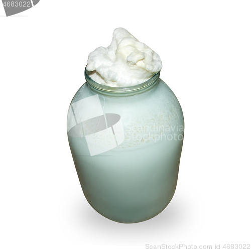 Image of glass bottle with sour defective milk