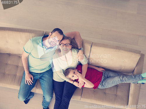 Image of family with little boy enjoys in the modern living room