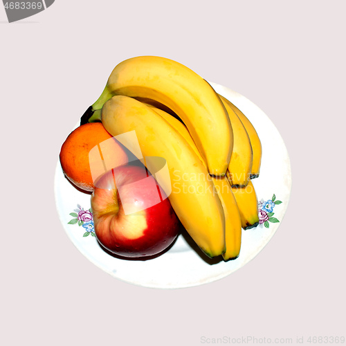 Image of bananas apple and mandarin