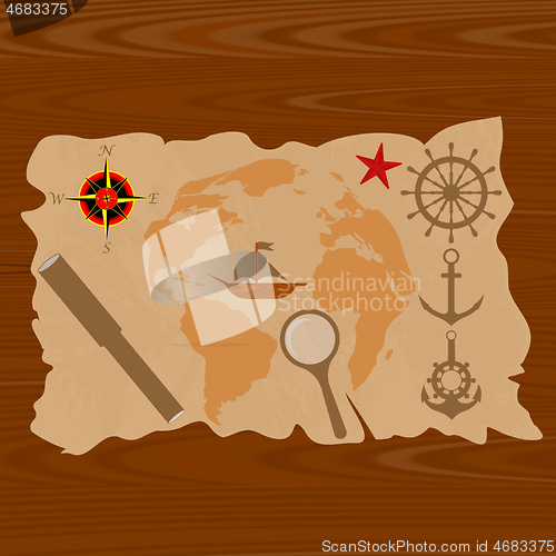 Image of ship map compass