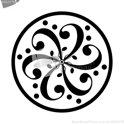 Image of vector pattern of musical signs in a circle