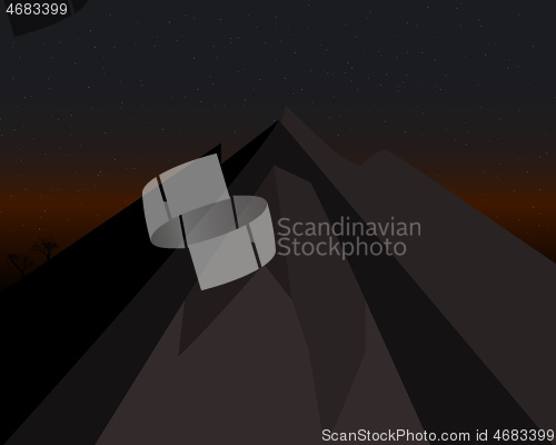 Image of mountain in the form of night