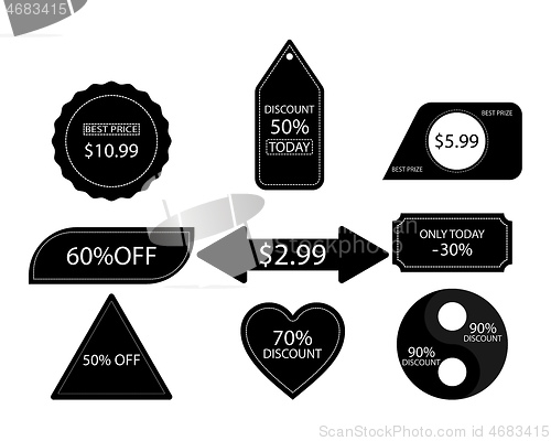 Image of collection of different price tags in black