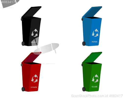 Image of four trash boxes