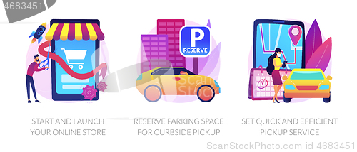 Image of Online store pickup service abstract concept vector illustrations.