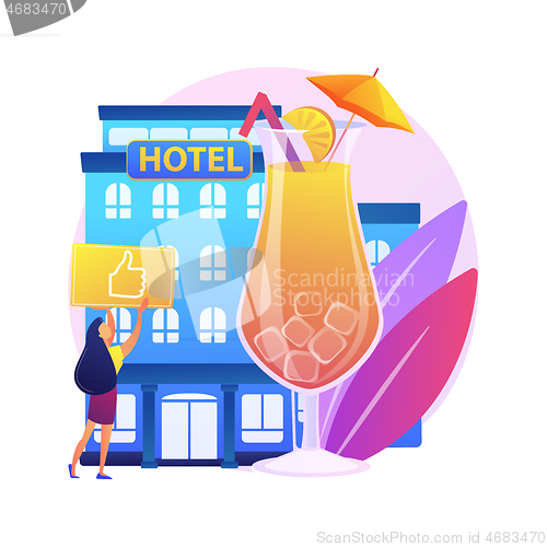 Image of All-inclusive hotel abstract concept vector illustration.