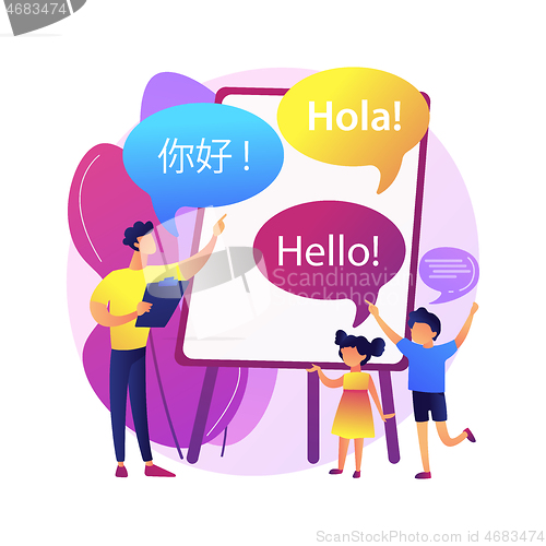 Image of Language learning camp abstract concept vector illustration.