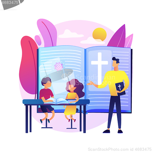 Image of Religious summer camp abstract concept vector illustration.