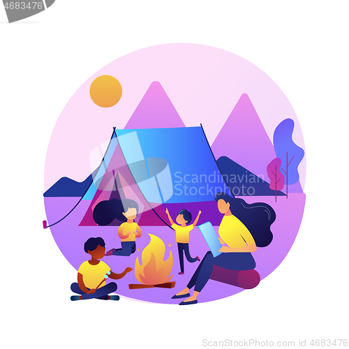Image of Summer camp for kids abstract concept vector illustration.