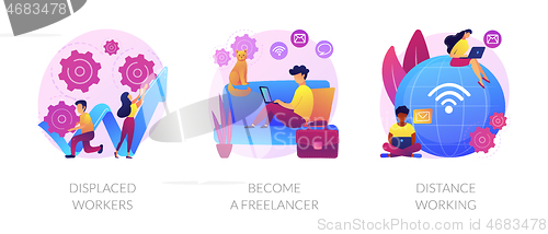 Image of Unemployment and remote job opportunities abstract concept vector illustrations.