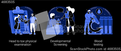 Image of Pediatric check up abstract concept vector illustrations.