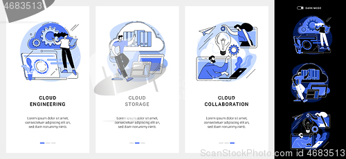 Image of Cloud-based computing mobile app UI kit.
