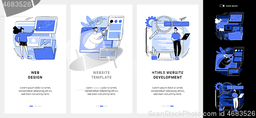 Image of Website building service mobile app UI kit.