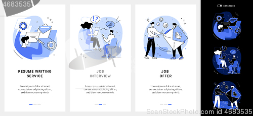 Image of Employment process mobile app UI kit.