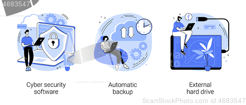 Image of Data protection and recovery abstract concept vector illustrations.
