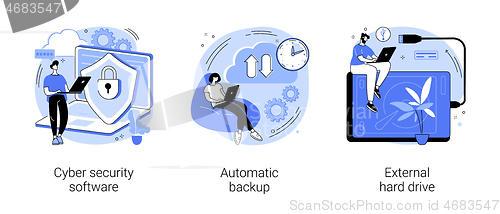 Image of Data protection and recovery abstract concept vector illustrations.