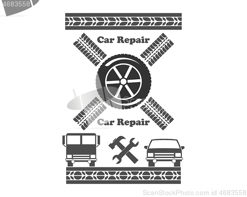 Image of car wheel and wheel tracks