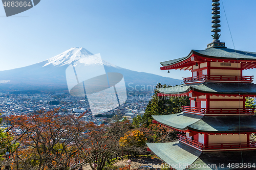 Image of Mountain Fuji and Chureito red pagoda