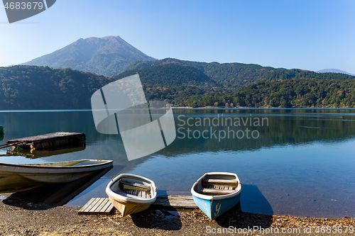 Image of Mount Kirishima and lake in Japan