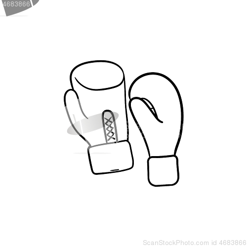 Image of Boxing gloves hand drawn outline doodle icon.