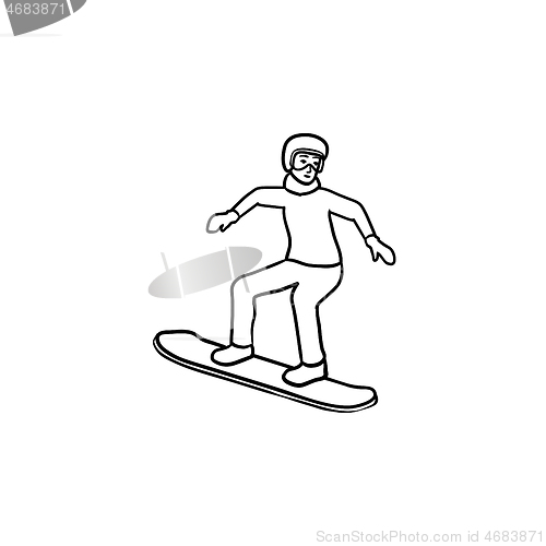 Image of Snowboarder hand drawn outline doodle icon.