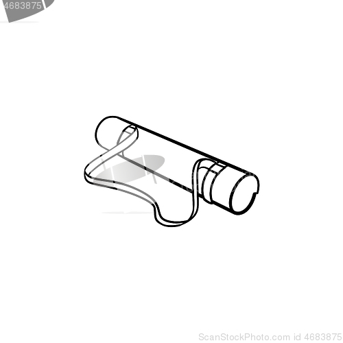 Image of Roll of camping carpet hand drawn outline doodle icon.