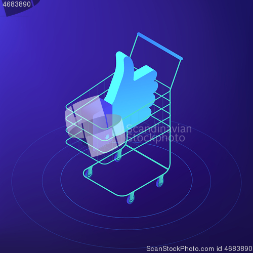 Image of Isometric digital and social media marketing illustration.