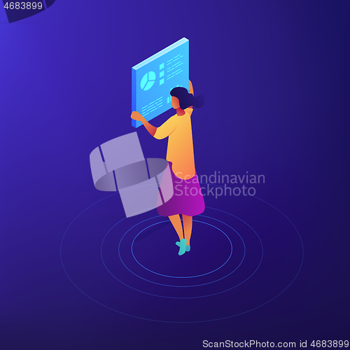 Image of Female SEO expert isometric illustration.