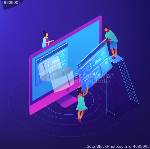 Image of Isometric SEO analysis illustration.