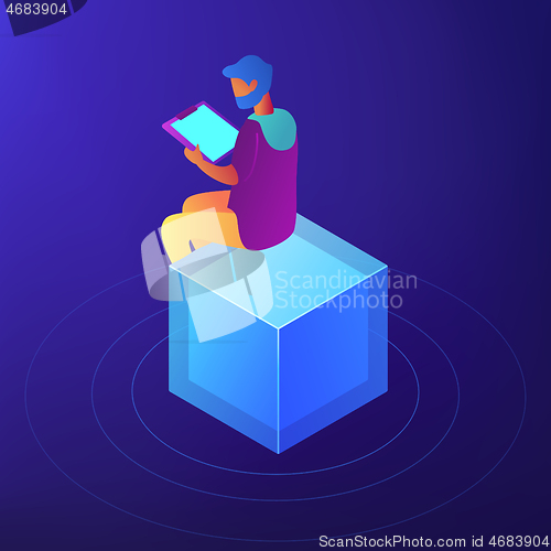 Image of SEO specialist, copywriter isometric illustration.