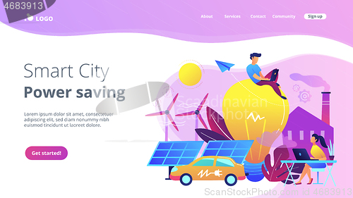 Image of Smart city and power saving landing page.